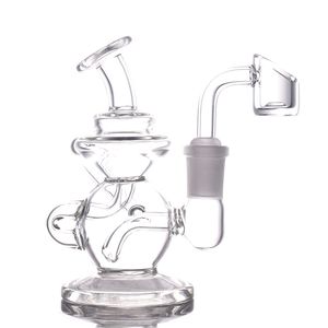 14mm Joint Glass Bong Oil Burner Hookahs 4.8 Inch Recycler Water Pipes Ash Catcher Oil Dab Rigs with Quartz Banger Male Glass Oil Burner Pipe