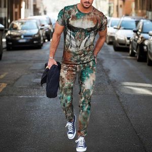 Mens Tracksuits Summer Tracksuit Short Sleeve TshirtTrousers Set Casual Stylish Streetwear Fashion Outfit Male Clothing Overdimased Suit 230605