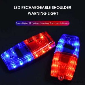 Sensor Lights LED Red Blue Caution Emergency Light Flashing Shoulder Lamp USB Rechargeable Shoulder Warning Safety Torch Bike Tail Lamp R230606