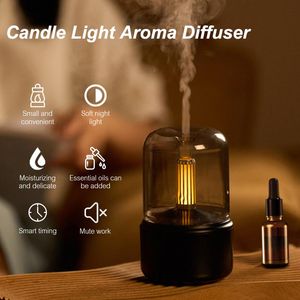 Appliances Aromatherapy Essential Oil Diffuser Ultrasonic Cool Mist Maker Simulation Candle Light USB Air Humidifier for Home