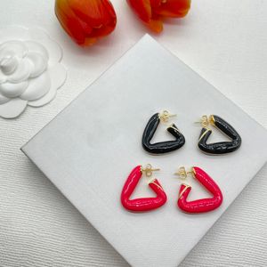 2023 earrings designer for women triangle stud luxury Red Black Lovely Earring For Girl 925s silver jewelry