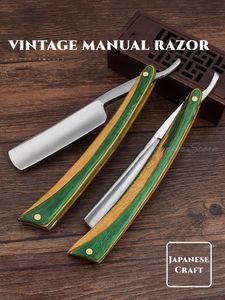 Blade Japan S45C Stalowa stalowa brzytwa prosta krawędź Sharp Barber Shop Razor Vintage Instrukcja składania golarki Naturalny kolorowy drewniany uchwyt