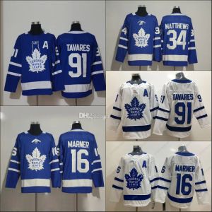 Erkek 34 Auston Matthews Jersey 16 Mitch Marner 90 Ryan Reilly 91 John Tavares Auston Matthews Hokey Forması Stokta Hızlı Nakliye S-XXXL