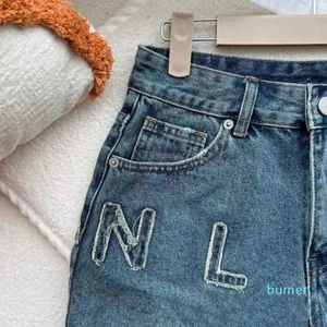 Fashion Women's Jeans designer Spring/Summer 2023 Style chic Embroidery Waist Slim Loose Denim Wide Leg Shorts for Women