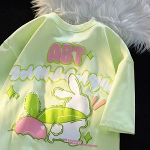 Женская футболка Kawaii Rabbit Print T Рубашки Женщины Harajuku Sweet Gir Tops Женский графический хлопок повседневная Kpop Tshir