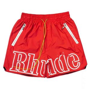 Summer Swim Short Men Limited Rhude Shorts Knee Length Hip Hop High Street Sports Training Beach Pants Mens Elastic Waist Mesh 1 LFPR