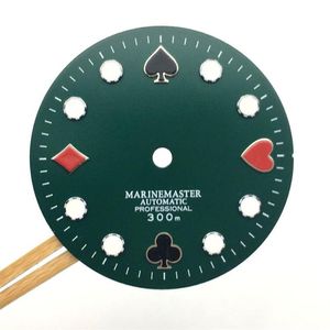 Kit di strumenti di riparazione 28 5mm NH35 NH36 quadrante dell'orologio poker abalone per movimento NH35A NH36A verde luminoso modificato con S LOGO296A