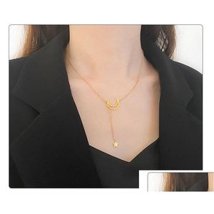 Anhänger Halsketten Bohemian Mond Stern Halskette für Frauen Gold Farbe 2021 Vintage Anhänger Geometrie Chokers Schmuck Geschenk Drop Lieferung Dh8Pb