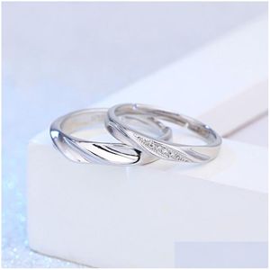 Band Rings Update Open Adjustable Engagement Sier Diamond Couple Ring For Women Men Fashion Jewelry Will And Sandy Drop Deliv Dhgtr