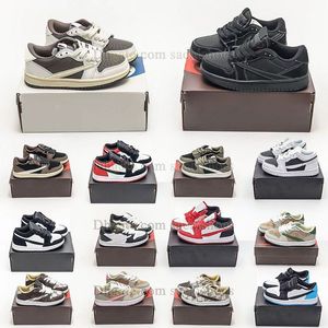 Dhgat große Kinderschuhe Jumpman 1 Basketballschuhe Reverse Mokka Black Phantom Kinder Sneaker Boy und Mädchen Kleinkind Schuhe Olive Bred Zeh Panda Großgröße 4 Jahre Jugendkinderschuhe