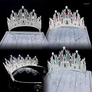 Hårklipp Brud Retro Crown Copper Cz Bright Rhinestone Wedding Accessories Princess A Big Full Crowns Tiaras