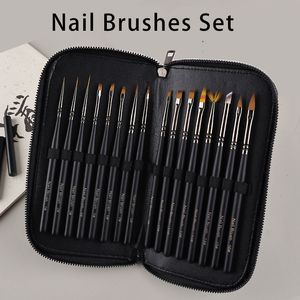 Pennelli per unghie Eval 16PCS Brush Set di lusso Gel Color Painting Line Drawing Pattern Making Polish Professional 230606