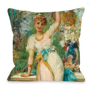 Pillow European Famous Young Girl Woman Beauty Portrait Painting Covers Decorative Pillows For Sofa Decoration