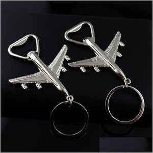 Nyckelringar Metal Airplane Bottle Opener Ring Plane Model Summer Beer Openers Keychain Holder Kitchen Bar Handverktyg Will och Sandy F DHAS1