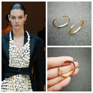 Hoop Earrings Luxury 15mm 32mm 45mm Round Statement Simple Heavy 18K Gold Plated Steel Ear Pin Women Party Wedding Gift