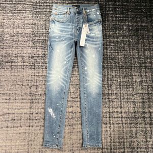 PU02MEN'S JEANS EUROPELT JEAN HOMBRE LETTER STAR MEN EMBRODERY PATCHWORK RIPD FÖR TREND Märke Motorcykelbyxa Minny Size 30-38