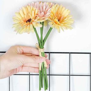 Decorative Flowers Artificial For Decoration Silk Fake Daisy Gerbera Wedding Bouquet Party Home Decor Living Room