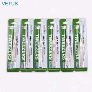 Ferramentas Vetus TS Série 1pc Aço inoxidável Encurso de aço Tweezers Revatador Ferramentas de reparo com rótulo de segurança Ferramenta de extensão de cílios falsos