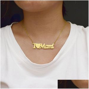 Подвесные ожерелья из нержавеющей стали Я люблю маму ожерелье Золотые Цепи Сердце для женщин девочки мать День моды