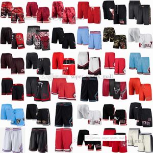 Takım 2023 Basketbol Şortları Spor Pocket Fermuar Sweatpants Mavi Beyaz Siyah Kırmızı Mor Dikişli Baskılı Justdon Kısa