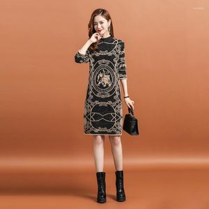 Casual Dresses Mink Cashmere Sweater Dress Women Autumn Winter 2023 Vintage Jacquard Loose Thicken Warm Knitted Bottoming Vestidos