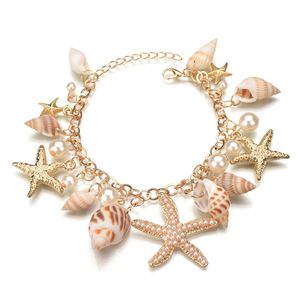 Moda estrela do mar concha concha pulseira pingente pulseira multi-elementos para mulheres verão praia joias presente