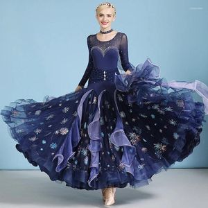 Стадия Wear Waltz Ballroom Plays Standard Dance Performance Costumes Woman Mesh High End Вечернее платье для вечеринки танго джазовые наряды