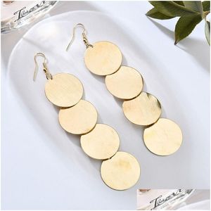 Ciondola il lampadario in metallo esagerato Orecchini a cerchio grande Disco atmosferico Mtilevel Moda retrò rotondo Boho Style Hollow Ladies Ear Dhwn8