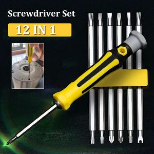 Screwdrivers 12 In 1 Screwdriver Set TamperProof Magnetic Screwdriver Bit Hex Torx Screwdriver Head Flat Repair Precision Insulated Hand Tool 230606