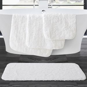 Tappeti 2023 Tappetino da bagno bianco di alta qualità Tappetino da bagno in cotone morbido antiscivolo Asciugamano da bagno lavabile altamente assorbente per tessuti per la casa El