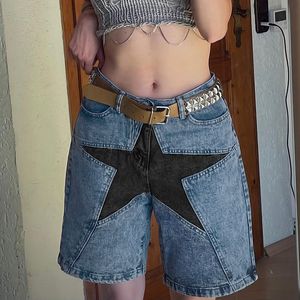 Star Patchwork Shorts Retro Korean Harajuku denim Kvinnor Y2K Summer Blue Jeans Bermudas Lossa korta kläder 230605