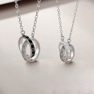 Pendanthalsband Silver Color Fashion Trend 12 Constellations Double Ring Lover Necklace Jewelry Gift X479