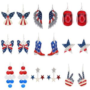 Mode pentagram usa flagga örhängen amerikansk självständighetsdagsserie örhängen klockor stjärna örhängen smycken gåva för kvinnor