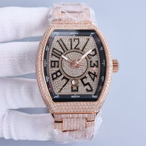 Diamond Watch Mens Watch 44 ملم حركة ميكانيكية من الفولاذ المقاوم للصدأ حزام أزياء الساعات مقاوم للماء Wristwatch Montre de Luxe