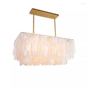 Pendant Lamps Rectangular Shell Chandelier North European And American Style Light Luxury Restaurant Dining Room Romantic Warm Shop