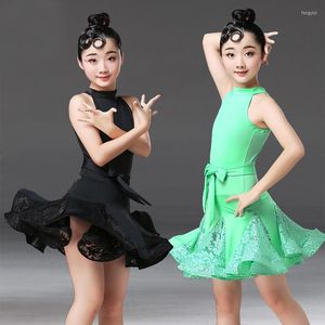 Stage Wear Lace Latin Dance Dress For Girls Child Salsa Tango Ballroom Dancing Competition Costume Kids Practice Clothes