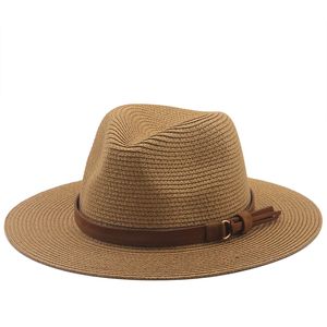 İlkbahar yaz caz hasır şapka geniş ağzına kadar kötü şapka kadınlar erkek plaj gölge şapkalar kadın güneş koruma kapağı adam açık seyahat tatil kapakları
