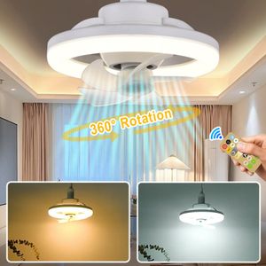 E27 Remote Ceiling Lighting 360° Shaking Head Suction Fan Light 48W/60W Bedroom Living Room Switch Control Ceiling Fan Light