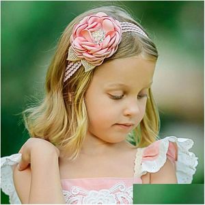 Headbands Baby Children Chiffon Flower Leaf Lace Hair Band For Girls Fashion Jewelry Will And Sandy White Red Blue Drop Delivery Hair Dhljz