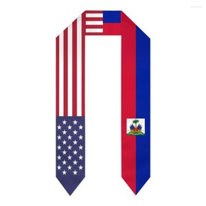 Scarves Graduation Sash Haiti & USA United States Flag Stole Shawls Graduate Wraps Scraf International Student Pride Gifts