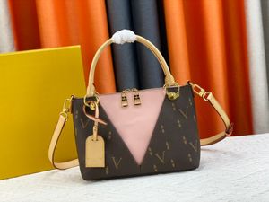 2023 French Fashion New Cowhide Pattern V Metal Accessories Tote Bag Light Luxury Handheld Leverans Enkel axel sned stor kapacitet Womens shoppingväska