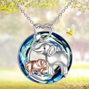 Chains KYTRD Cute Crystal Elephant Necklace Auspicious Ruyi Animal Pendant Smiling Brings You Good Luck