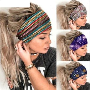 Headwear Hair Accessories Women Bands Headband Bohemian Sports Run Bandage Elastic Girl Wide Print Headwrap Headpiece Hairband Ladies 230605