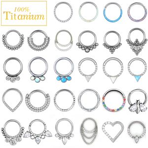 Nose Rings Studs F136 Piercing Jewelry Set Septum Percing Nose Rings Zircon Hoop Earrings For Women Cartilage Helix Daith Tragus Clicker 230605