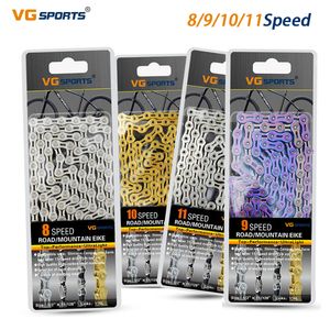 Bike Chains VG Sports 8 9 10 11 Speed bike chain accessories undefined Half full Hollow 116L Silver Gold Colorful Mountain MTB Road Bike 230606