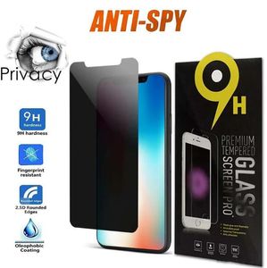 Anty-Spy Prywatność szklana szklana ochrona ekranu FLIM dla iPhone'a 15 14 13 12 11 Pro Max Mini X XS XR 7 8 Plus z pudełkiem z pakietem detalicznym