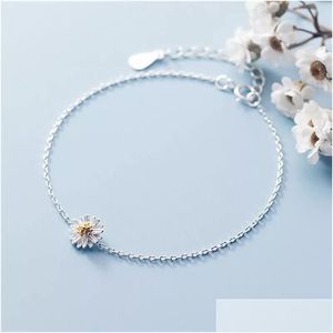 Charm Bracelets Sier Darling Daisy Chain Bracelet For Fashion Women Compatible With Jewelry Special Store Drop Delivery Dhnis