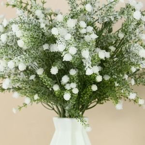 Flores decorativas 6 ramos de flor de plástico artificial 70 cm branco Gypsophila Babysbreath conserva de plantas florais buquê de festa de casamento pano de fundo