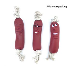 1st Interactive Squeaky Pet Dog Chew Toys Teething Cleaning Funny Brown Toy Rubber Sausage Products Toys For Dog Pets Accessories