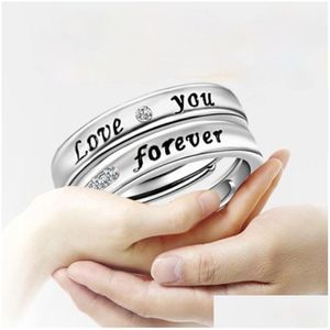 Band Rings Couple Love You Crystal Diamond Engagement Wedding Ring For Women Men Fashion Jewelry Gift Will And Sandy Drop Delivery Dhh7S
